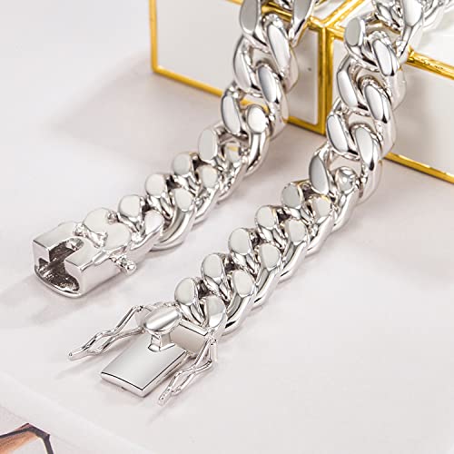 Men 925 Sterling Silver Solid Miami Cuban Chain Necklace 10Mm &12Mm- Curb Cuban 18 "20 "22" 24 "26" 28" Thick Big Link Choker For Man Teen Boys- Fine Jewelry (Double Safety Clasp 12Mm, 26 Inches) #TOP5