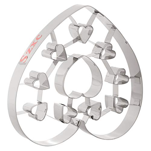 Szxc Large Heart Cookie Cutters With Interior Cut-Outs - Stainless