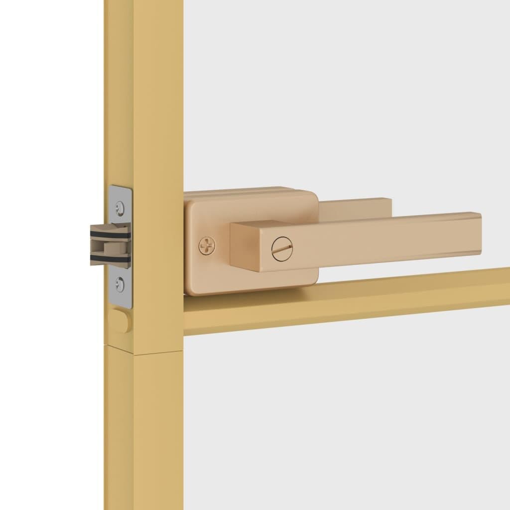 Drzwi wewnętrzne smukłe złote 102,5 x 201,5 cm szkło hartowane i aluminiumSprzęt Materiały budowlane Drzwi domowe