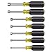 Nut Driver Set, Magnetic 3-Inch Full Hollow Shaft, Sizes 3/16 to 1/2-Inch, 7 Piece Klein Tools 631M