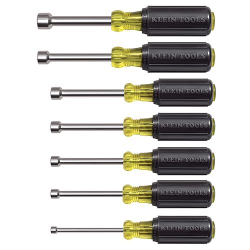 Klein Tools 631M Steckschlüssel-Set, magnetisch, 7,6 cm, voller Hohlschaft, Größen 3/16 bis 1/2 Zoll, 7-teilig, schwarz