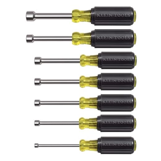 Klein Tools 631M Steckschlüssel-Set, magnetisch, 7,6 cm, voller Hohlschaft, Größen 3/16 bis 1/2 Zoll, 7-teilig, schwarz