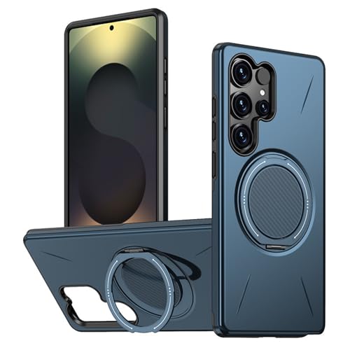 Coque Samsung S26 Ultra antichoc magsafe avec béquille rotative et dos magnétique bleu
