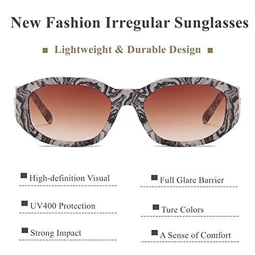 Image of LASPOR Irregular Sunglasses for Women Men Trendy Retro Vintage Rectangle Glasses Hexagon Shades Driving UV400 Protection