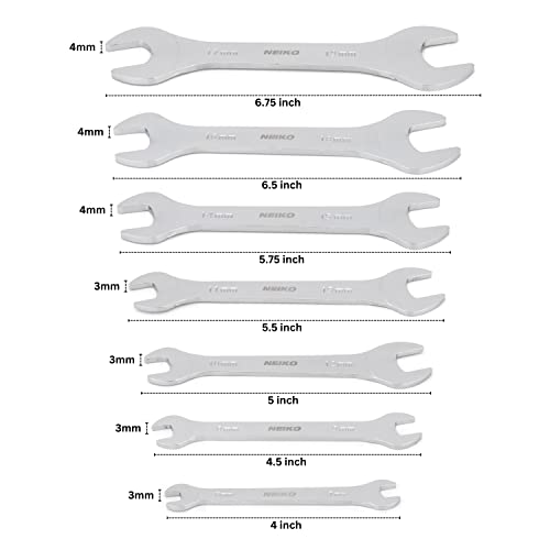 Neiko 03581A Super Thin Wrench Set, 3-4mm Thick, 7 Piece, Metric Sizes 6-19mm by NEIKO - Image 2