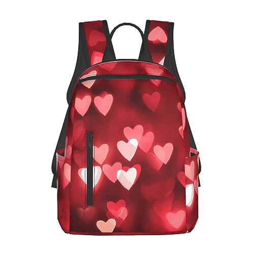 Sac à dos léger noir à cœurs pour les cours, les sorties et les loisirs