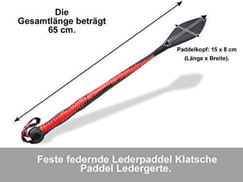 Peitsche Klatsche Lederpaddel Paddel Leder-Gerte 60 cm Leder Fiberglas Profi Kombi - Image 3