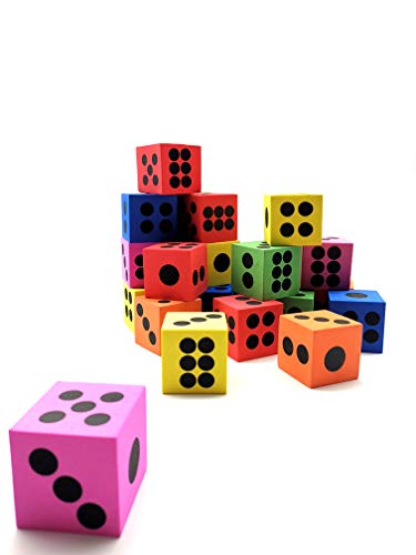 Qidiwin Eva Foam Dices, Colorful Dot Foam Dice For Kids, Building Toys,Educational Toys, Party Supplies, 6 Colors, 24 Pcs #TOP3