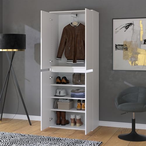Vicco Kleiderschrank Claus, Weiß, 74 x 191.5 cm mit 4 Türen