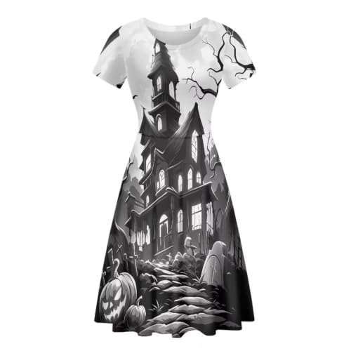 Image of Irisjudy T Shirt Dress for Women Short Sleeve Girls Short Sleeve Dress Plus Size, O Neck Knee Length Midi Dress for Ladies