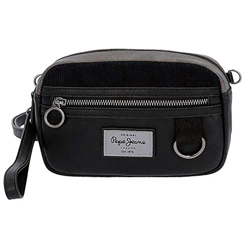 Pepe Jeans Miller Bolso de Mano con Bandolera Negro 19x13x4,5 cms Piel Sintética