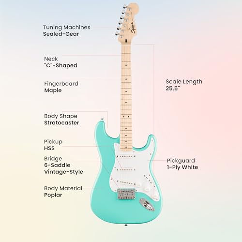 Image of Fender Squier Sonic Stratocaster HT - Sea Foam Green Bundle with Tuner, Strap, Picks, and Austin Bazaar Instructional DVD