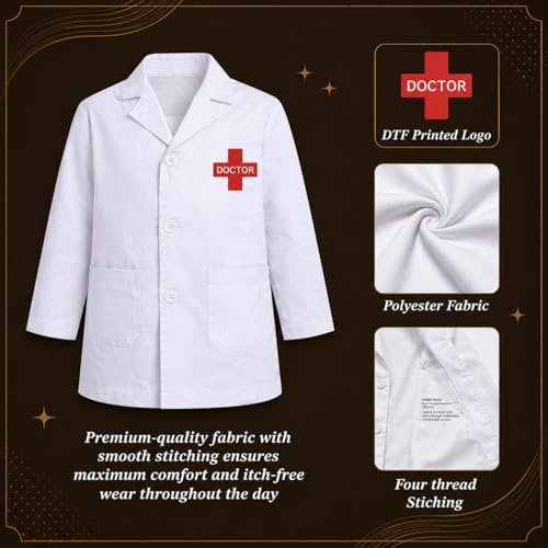 Image of SCRIPTURE Kids Doctor Coat & Nurse Costume Set for Boys & Girls | Pretend Play Medical Dress Up Kit for Children | Fancy Dress Role Play Outfit