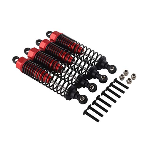 Gdool 4Pcs Front Rear Shock Absorber ,98Mm Adjustable Assembled Rc Damper Suspension Aluminum For Rc Cars 1/10 Hsp 94166 94106 94107 94155 94170 Buggy Truck Crawler Upgraded Hop-Up Parts(Red) #TOP2