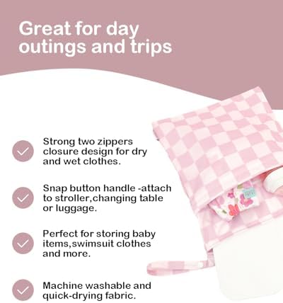 ALVABABY Wet Dry Bags with Two Zippered 2pcs Travel Beach Pool Daycare Soiled Baby Reusable Waterproof Yoga Gym Bag for Cloth Diaper Swimsuits Wet Clothes Sets 2LM16-CA - 2