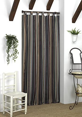 DHESTIA HOME - Cortina Rústica Alpujarras con Presillas 140X250 cm Rayas - Color ÚNICO, Talla 140x250 cm