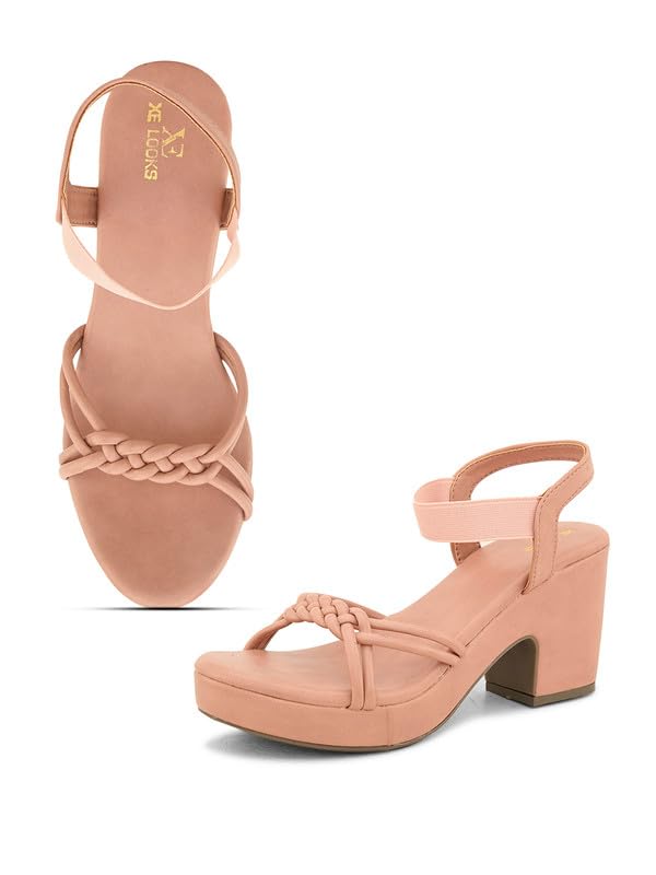 XE Looks Fancy & Comfortable Peach Heel Sandal with Ankle Strap for women & Girls (B0D3GXZTB5) Amazon Price History, Amazon Price Tracker
