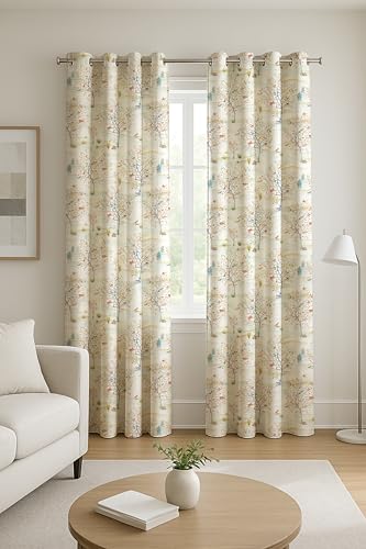 Image of Ultimate Trends Polyester Room Darkening Curtains for Doors and Window, Eyelets Curtain Block Up to 65% to 70% Sunlights, 9 FEET Packof 2,Buttercream Ivory