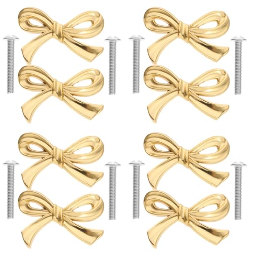 Image of DOITOOL 8 Pcs Gold Bow Cabinet Knobs - Decorative Brass Bow Drawer Pulls for Dressers Cabinets and Wardrobes - Elegant Hardware for Home and Kitchen Furniture