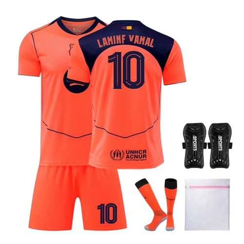 Conjunto de camiseta de fútbol para niños, camiseta de fútbol nº 10, con pantalones cortos, calcetines espinilleras, camiseta de entrenamiento para fútbol para hombres y niños, aficionados al equipo