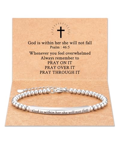 Religious Gift for Her God is Within Her She Will Not Fall Bible Verse Bracelet Gift for Her