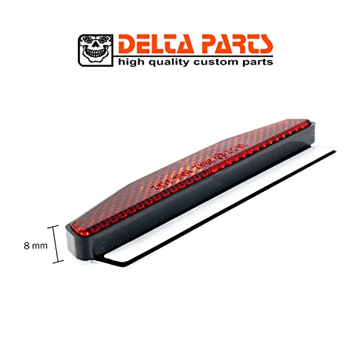 Delta Parts - Reflektor Rückstrahler für Motorrad – Katzenauge hinten - Reflektor inkl. Halteblech aus Aluminium selbstklebend - Motorrad Zubehör Reflektoren Aufkleber. Made in Germany!