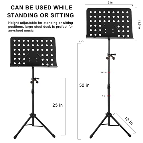 Eastrock Music Projector Stand For Sheet Music With Violin Ukulele Hanger Holder Mount Professional Collapsible Durable Material Adjustable Orchestra Folding Music Stand For Music Players #TOP1