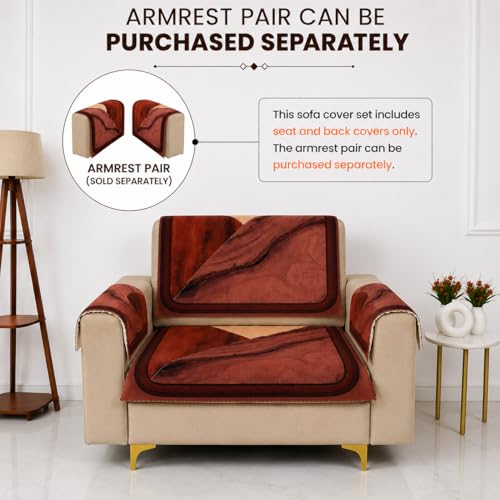 Image of Homerz Premium 'Luxe Series' Holland Velvet Sofa Cover | Smooth Finish | Anti-Skid Fleece Backing | Soft Touch Couch Protector for Living Room (Urban Dune, 1 Seater, Seat Cover with Backrest)