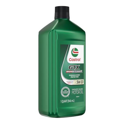 Image of Castrol GTX High Mileage 5W-20 Synthetic Blend Motor Oil, 1 Qt, Pack of 6