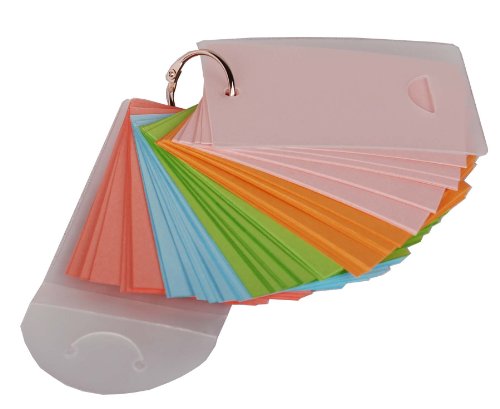 Filexec Products File-A-Flash 2 x 3 inches Binder Ring Easy Flip Flash Cards, 75 Unruled Colored Pages, 4 Pack, Clear (50294-20000) - Thumbnail 2