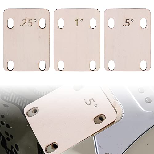 Guitar Neck Shims: 3Pack Guitar Shims, Shim Made Of Canada Solid Maple Wooden, Neck Shim For Guitar And Bass Repair Guitar Neck Gasket Shaped 0.25 0.5, 1 Degree #TOP17