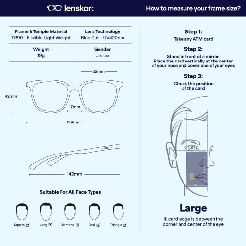 LENSKART BLU | Zero Power Blue Cut Computer Glasses | Anti Glare, Lightweight & Blocks Harmful Rays | UV Protection Specs | Men & Women | Large |... - Image 9