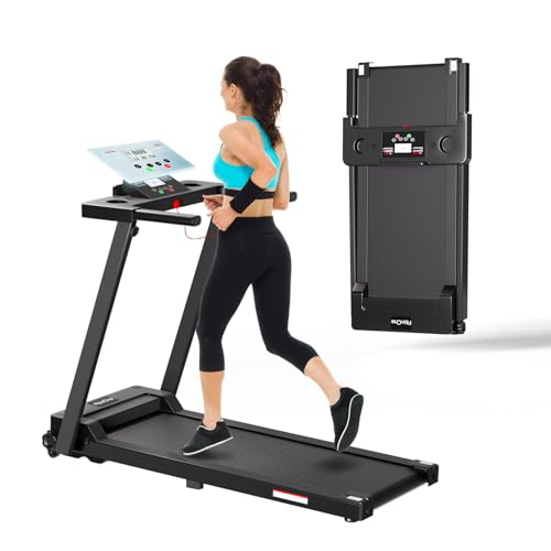 Portable Foldable Treadmill, 3.0 HP Small Treadmills for Home Office with 300 LBS Capacity, Walking Treadmill with Handle Bar, Folding Running Walking Compact Treadmill with LED Display