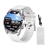 Oreilet Reloj Deportivo Inteligente, Reloj con Monitoreo Salud Llamadas BT 1,52' para Caminar, Correr, Deportivo a Prueba Agua IP67 para Hombres Mujeres, Regalo Tecnológico (Silicona Plateada)