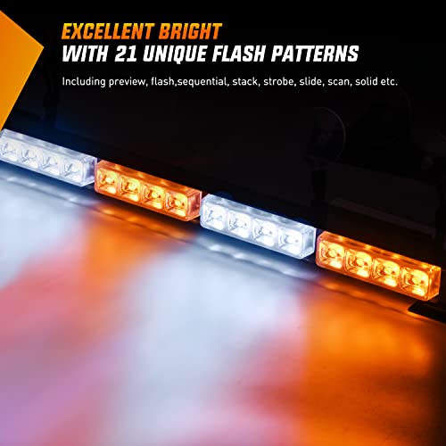 Image of Nilight 35 Inch LED Traffic Advisor Emergency Strobe Light Bar,Amber White