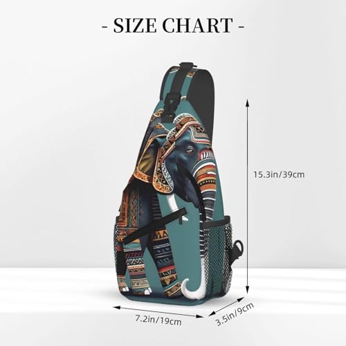 Mochila cruzada deportiva con estampado elefante azteca negra miniatura 3