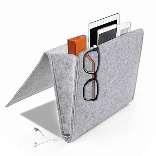 Daite Tasca da Letto, Contenitore Organizzatore per ripiano per Divano Scrivania per riporre Cellulare, Pad, Kindle, Telecomando, Caricatore, Vano portaoggetti