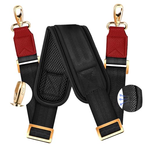 Image of ZINZ 60 inch Universal Bag Strap with Ultra-thick Fixed Breathable Pad Adjustable Heavy-duty Shoulder Strap for Laptop bag Crossbody Luggage Gym Bag Camera Bag and more -Black Red