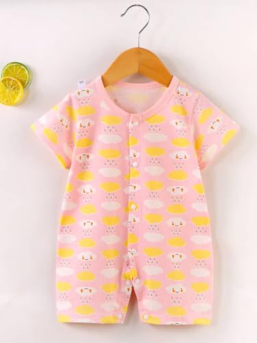 Image of Bold N Elegant Cute Animal Print Cotton Half Sleeve Newborn Baby Boy Girl Rompers Jumpsuit Onesie Bodysuit for Infant Toddler Children Clothes