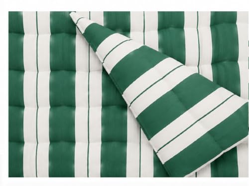 Image of H B MSALA 3 Inch Soft Cotton Gadda Mattress, Green, 72x72 inches,Lining Pattern, Foldable & Breathable, Lightweight Bedding, for Floor & Bed, Guest Room Use