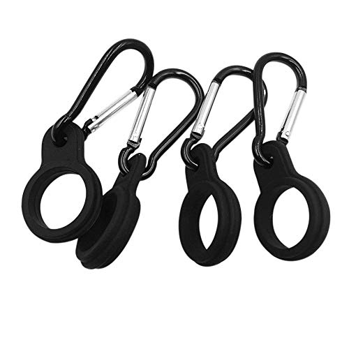 Edelstahlschnalle 4 Stücke Silikon Flasche Schnalle Aluminium Karabiner Halter Haken Gürtelclip Wasserflasche Schnalle Schlüsselanhänger für Outdoor-Sportarten, Reise Rucksack-Schlüsselanhänger für Be