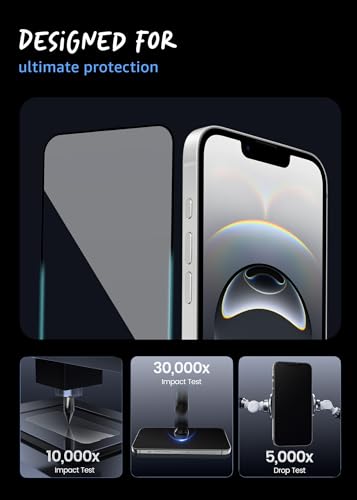 Image of Lensarmor Military Grade Tempered Glass for iPhone 13 /13 Pro /14 /16e (6.1 inch) - Anti-Spy Screen Protector with Accessories Kit, Shatterproof & Scratch Resistant Screen Guard