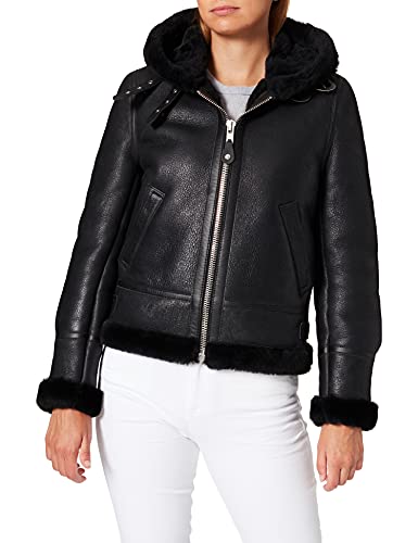 SCHOTT Damen LCW1257H Jacke, Schwarz (Black 90), 38 (Herstellergröße: M)