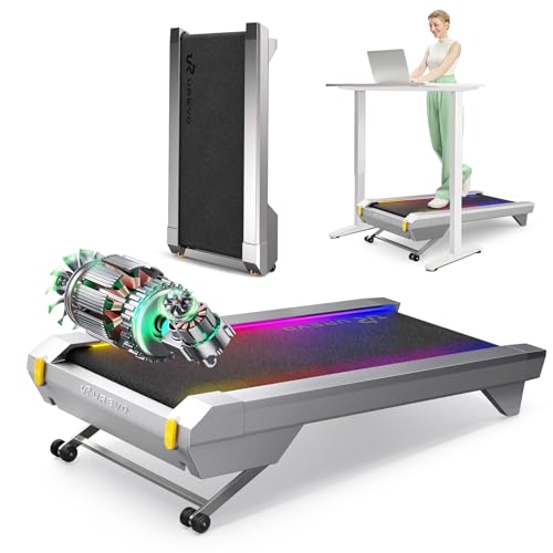 UREVO Auto Incline Walking Pad with AI App, Brushless Quiet Motorized Treadmill for Apartments, 9% Power Incline Standing Desk Treadmill, 12-Point Shock Absorption & Immersive Hiking