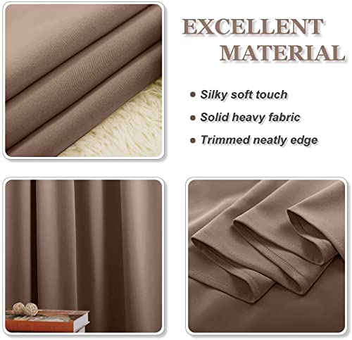 Image of JUPON 100% Silk Blackout Curtain Thermal Insulated Room Darkening 350GSM Living Room Curtain, Pack of 2 Piece (W 54 inch X 84 inch L - Mocha)