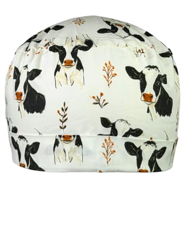 Image of Scrub Cap for Women and Men, Ponytail Scrub Caps, Working Hat, Head Cover with Ribbon Ties and Buttons, Long Hair