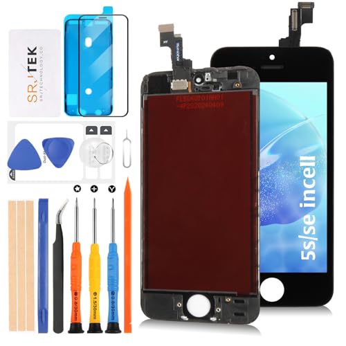 SRJTEK For iPhone 5S /iPhone SE 2016 ��ʌ����C���p �I���W�i�� OEM �^�b�`�p�l���t���p�l���Z�b�g 4.0�C���` �t�����g�p�l�� �f�W�^�C�U�[ LCD�X�N���[�� �C���p�L�b�g �C���H��t�� (�u���b�N)
