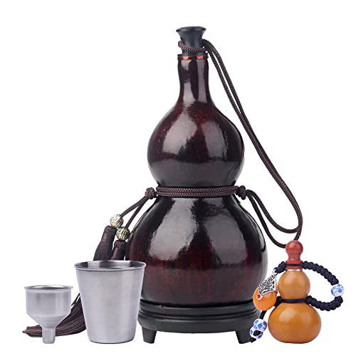 MR.GLFULU Natural Gourd Bottle,Outdoor Water Bottle,Wine Bottle,Can Be Used for Indoor Decoration,500ml-1500ml (1000ml, dark brown)