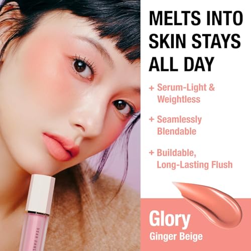 Image of DEAR DAHLIA Petal Drop Liquid Blush (Glory) - Natural Dewy Glow Serum Blush, Buildable & Blendable, Sheer Watercolor Finish, Vegan Korean Makeup for Cheeks, 0.14 oz