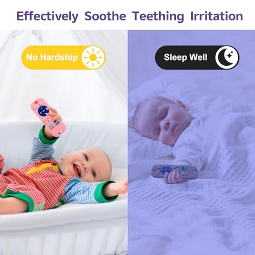 Image of Hooku 2 Pack Silicone Teething Toys for Babies 0-6 Months, Teethers for Babies 6-12 Months, Remote Teether for Baby, Sensory Toys for Babies, Baby Chew Toys
